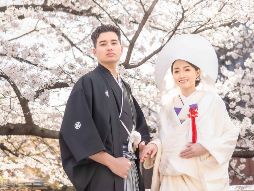 祇園白川で和装の前撮り(白川沿いの桜)